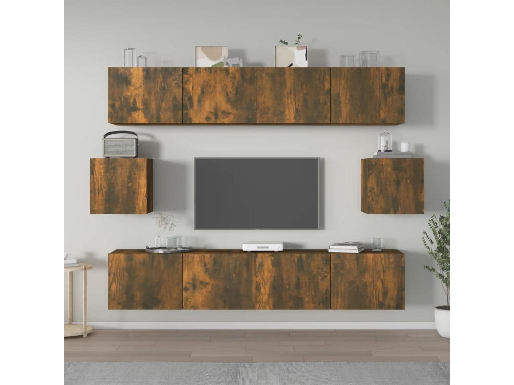 Ensemble de meubles TV 6 pcs Chêne fumé Bois d'ingénierie LQLY60688