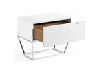 Table d'appoint design 1 tiroir laqué et pieds acier chromé Boisona-Couleur Olive PIEP75747
