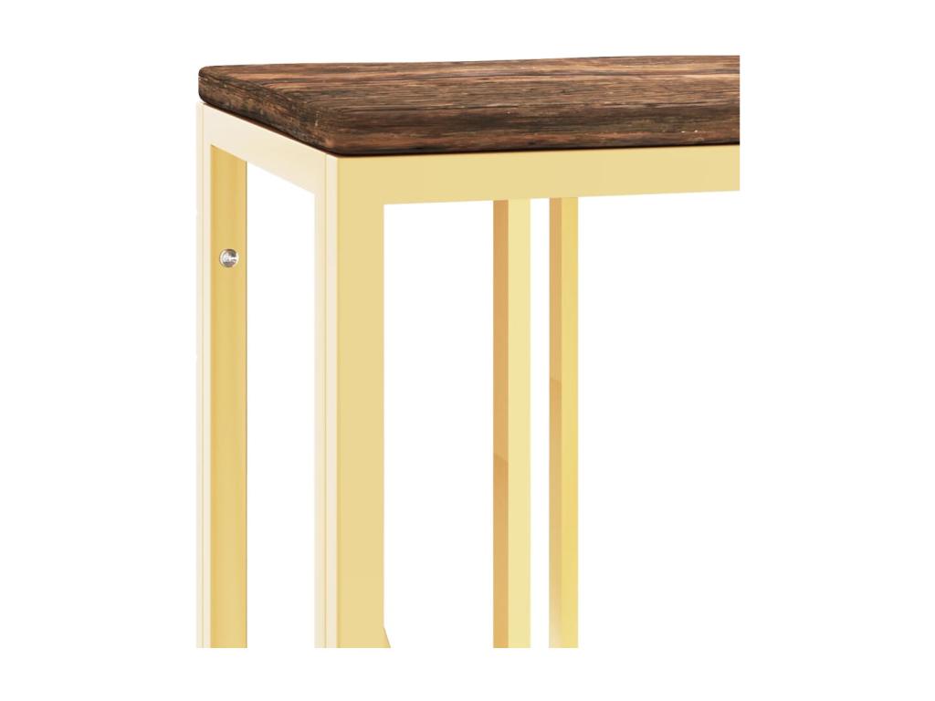 Table console doré acier inoxydable et bois massif récupération GSAM80825