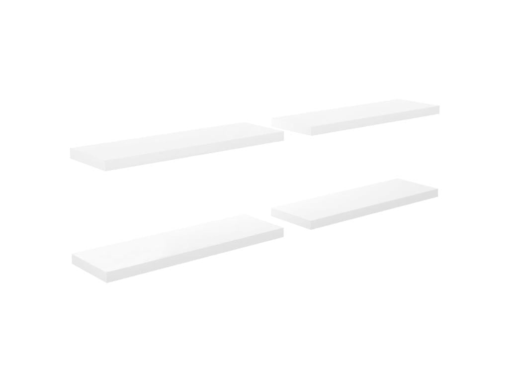 Étagère murale flottante 4 pcs Blanc brillant 80x23,5x3,8 MDF BYKC75997