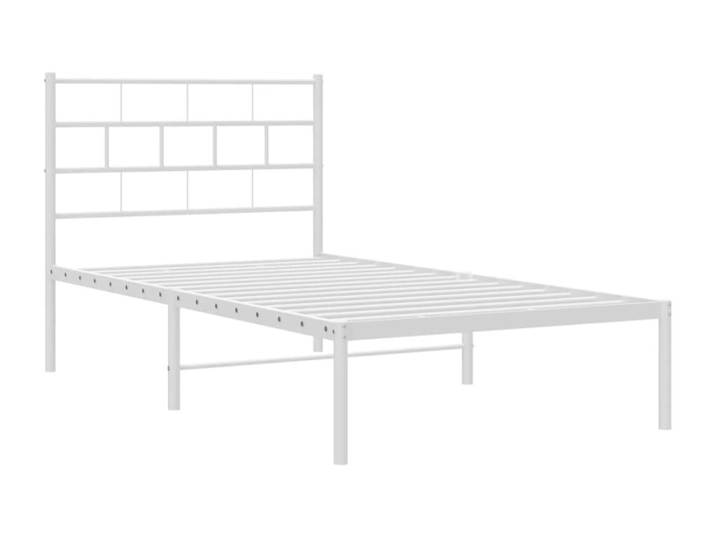 Cadre de lit métal avec tête de lit blanc 90x200 cm AZIP49588