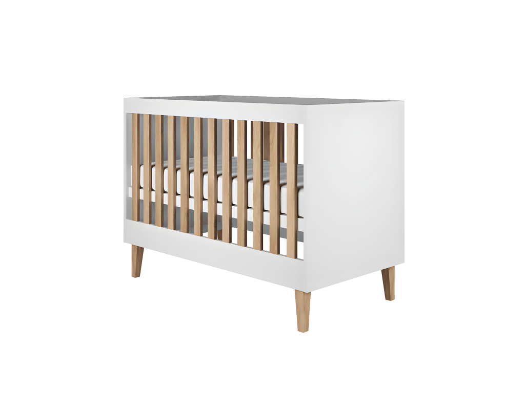 Chambre complète lit bébé 60x120 commode et armoire Lysvia - Blanc SMTY96334