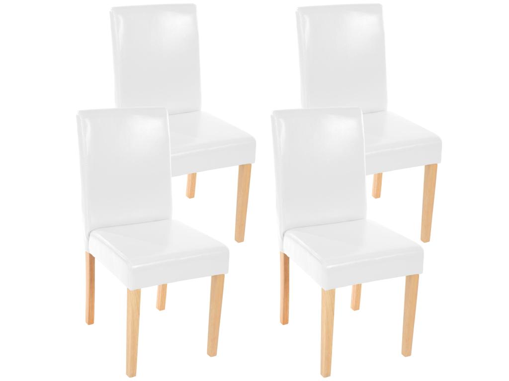 Lot de 4 chaises de séjour Boisona cuir reconstitué blanc pieds clairs YVQJ93423