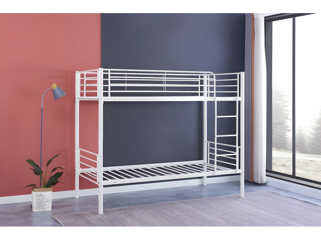 Lit superposé Séparable métal Boisona 1 1 Blanc 90x190 cm FGLL04683