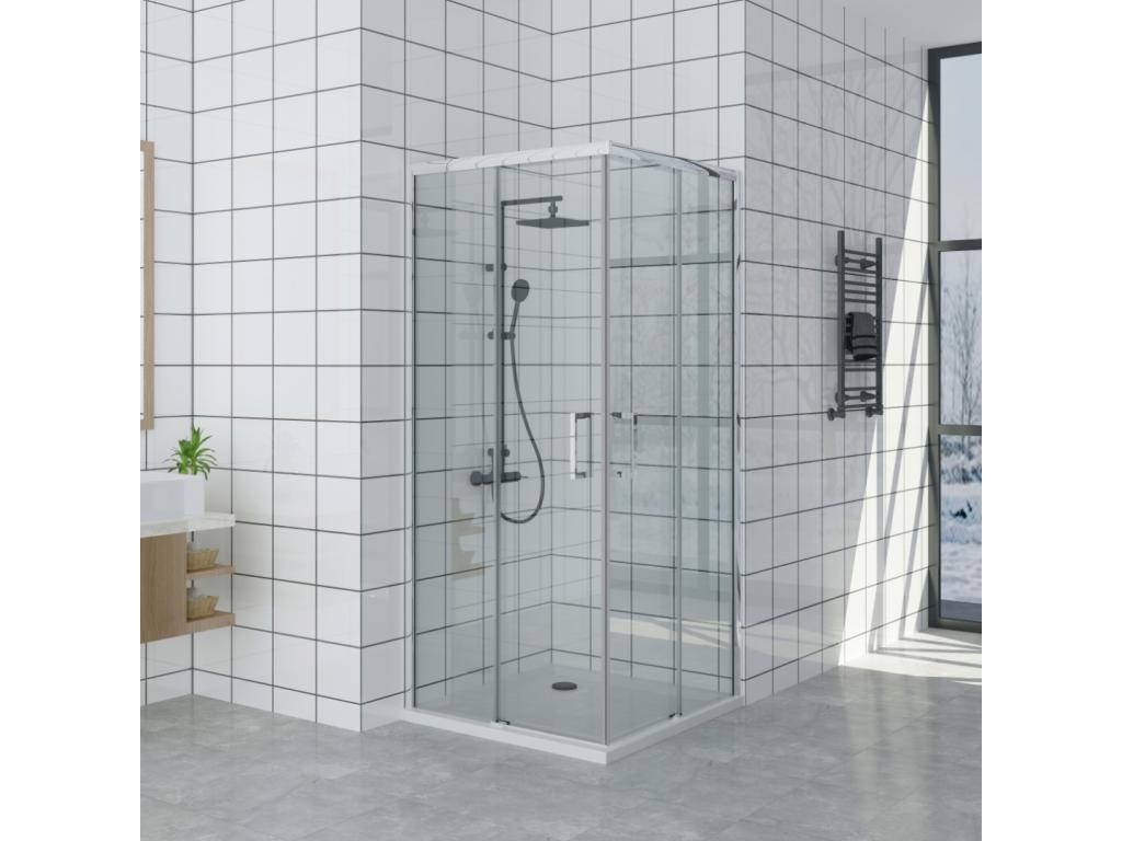 Paroi de douche 75x75 cm ouverture d'angle avec entrée facile hauteur 200 cm en verre trempé MHQT92628