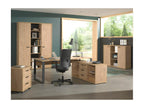 Bureau professionnel droit 150cm coloris chêne doré et noir collection Boisona. EGJG67492