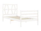 Cadre de lit avec tête de lit blanc simple bois massif QBKU87637
