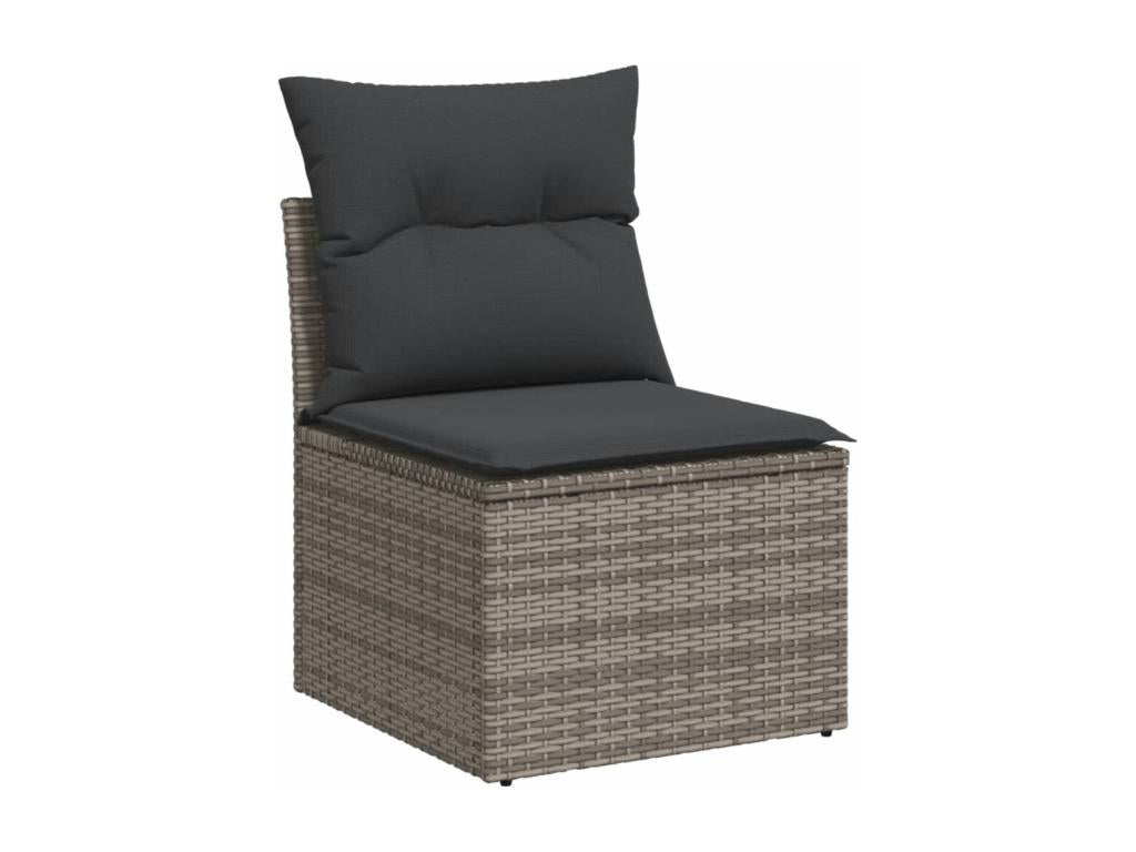 Salon de jardin avec coussins 10 pièces gris résine tressée ABFI51929