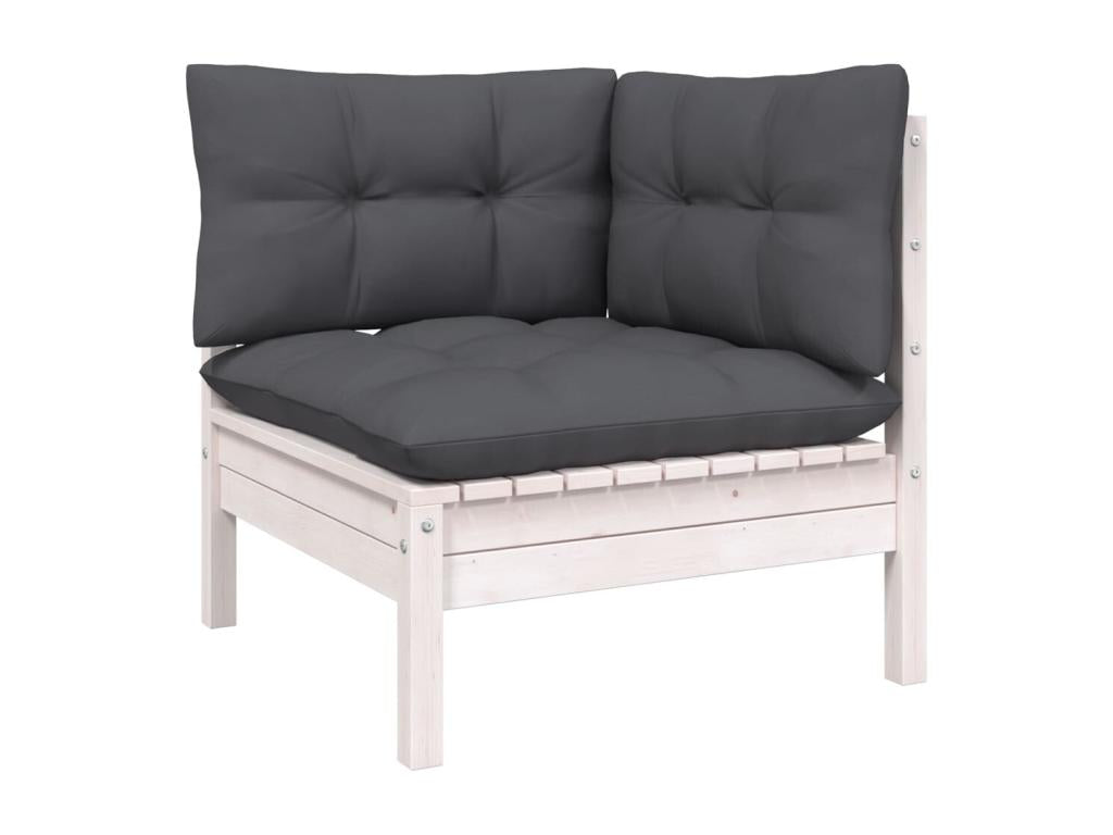 Salon de jardin 7 pcs avec coussins anthracite bois de pin KLFV06205