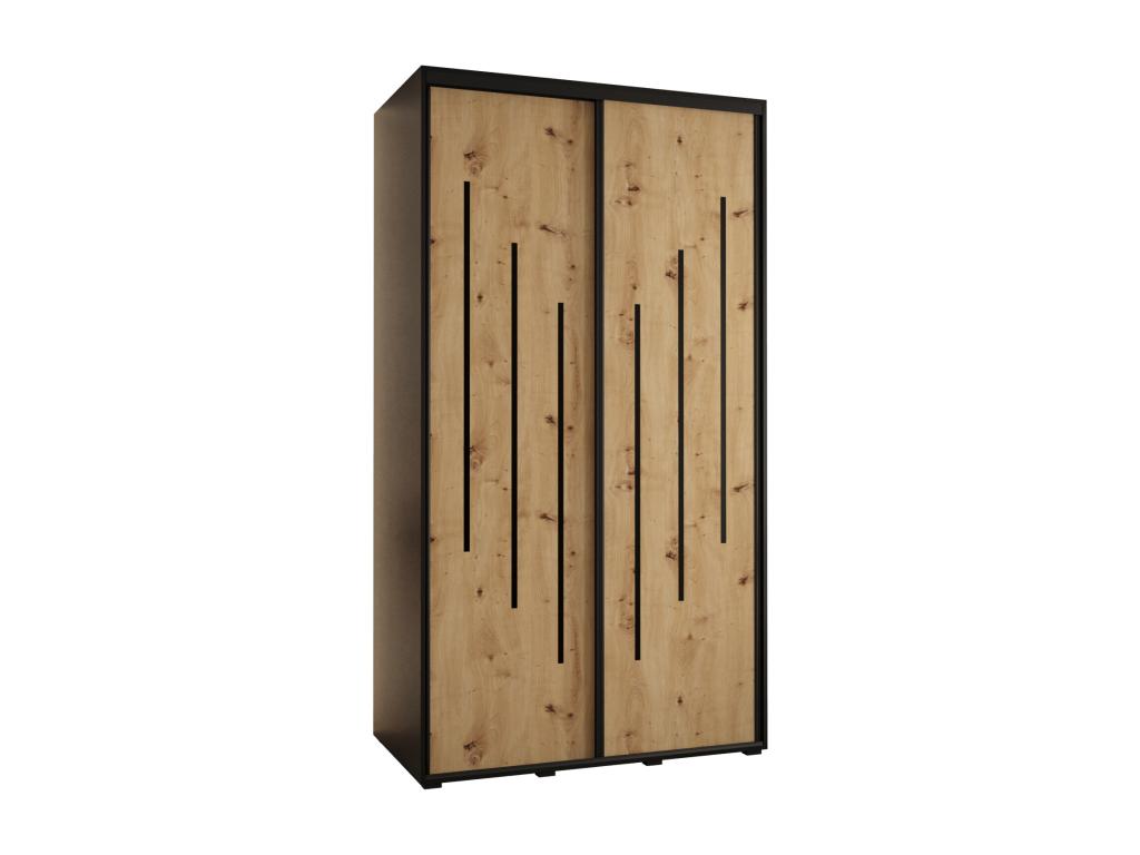 ARMOIRE Boisona 8 À PORTES COULISSANTES 235.2/140/45 2 portes Noir/Boisona/Noir JDME18544