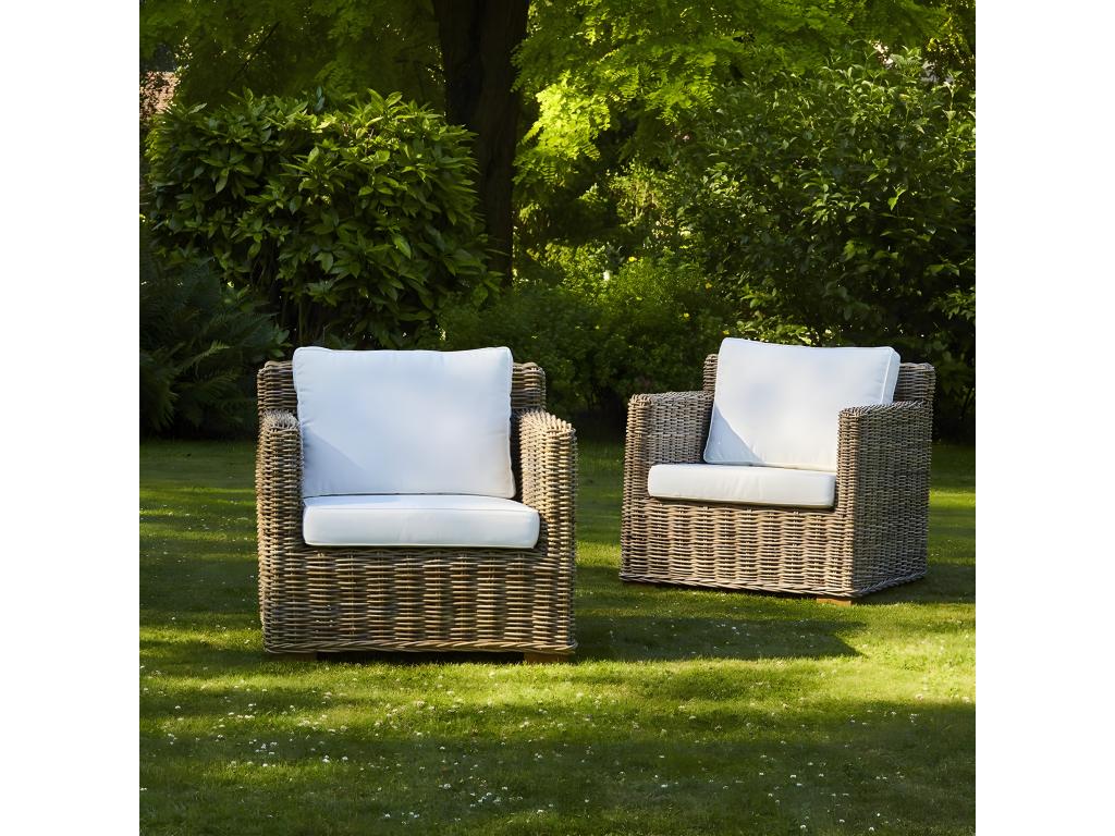 Fauteuil de jardin en Boisona naturel lot de 2 VTRR62757