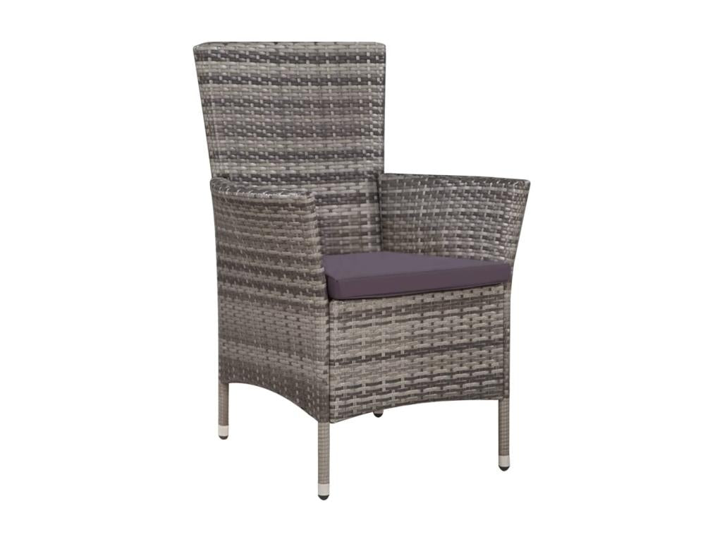 Mobilier de 3 pièces Résine tressée Gris SOTE10482