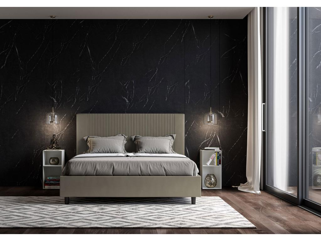 Lit coffre rembourrée 160x210 similicuir cappuccino Boisona MAPM96357