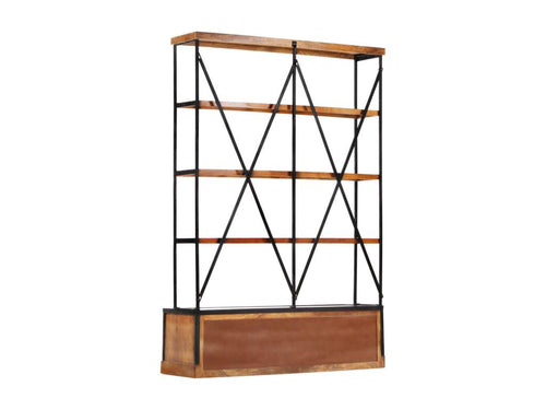Bibliothèque à 4 étagères avec 6 tiroirs 122x36x181 cm Manguier JAMF83703