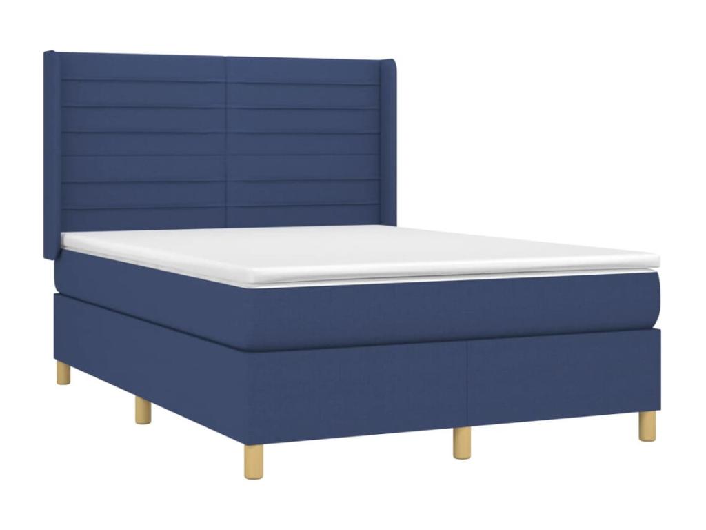 Sommier à Boisona de lit matelas et LED Bleu 140x190 cm Tissu YOKS64749