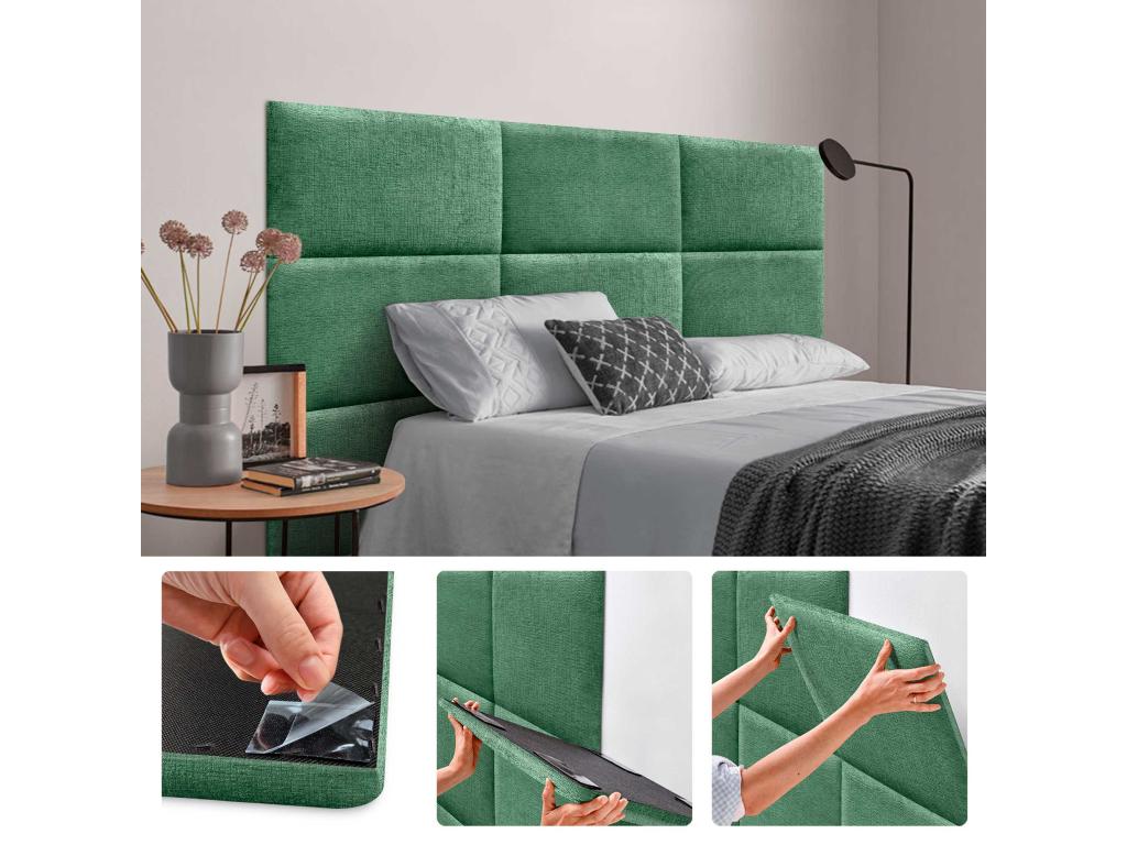 Boisona Lot de 1 Panneaux muraux acoustiques auto-adhésifs en laine écologique avec protection absorbante contre les chocs Vert 50x30cm x1 QGVX05744