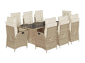 Ensemble à manger de jardin et coussins 9 pcs beige Poly rotin ZPAU76748