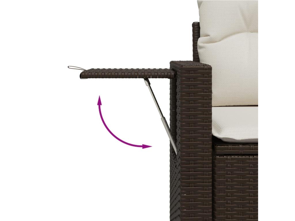 Salon de jardin 4 pcs avec coussins marron résine tressée HDRD51485