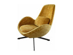 Boisona - Fauteuil rotatif en velours jaune moutarde JICZ12228