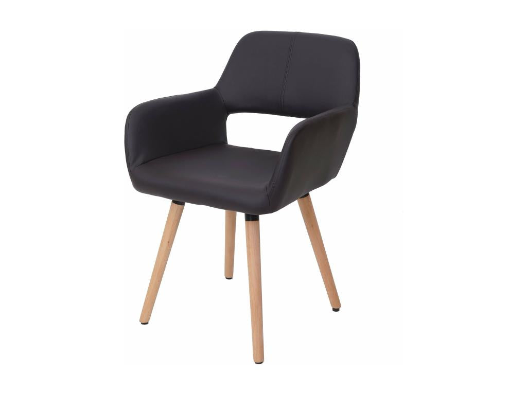 Chaise de salle à manger design rétro assise en PVC marron pieds clairs 04 0006302 VHSF46901
