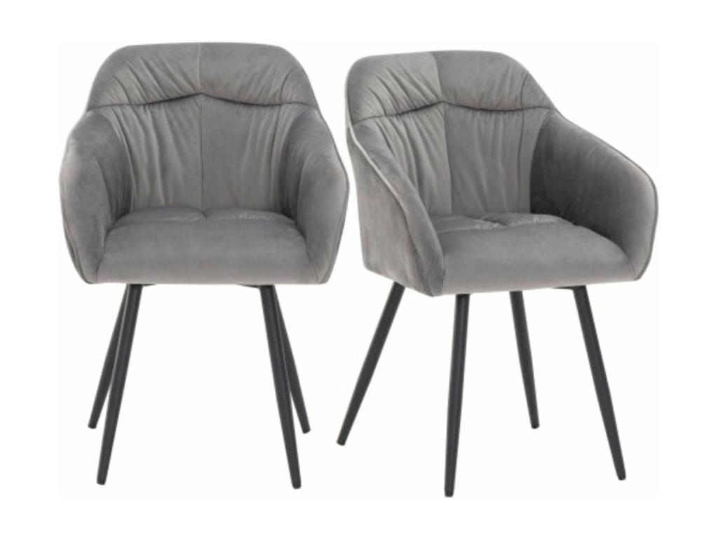 Chaises de salle à manger en velours gris-2pièces d44cm×h85cm WMBO93572