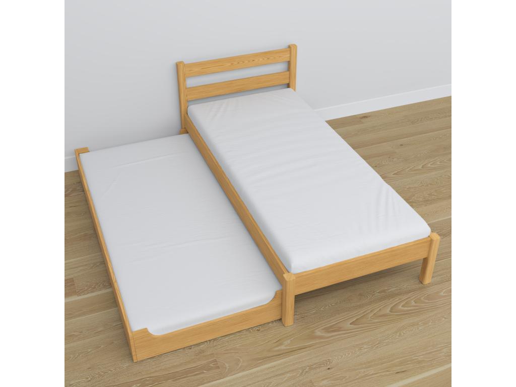 Lit gigogne en bois N01 Pin Naturel 120x200 EENB28231
