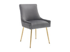 Lot de 2 Chaises rembourrées en velours avec pieds plaqués - Gris / Doré JZND01410