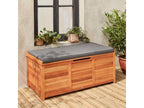 Coffre de jardin en bois 200L - Caja gris- 125x60cm rangement coussins avec 2 vérins et poignées PNSW64681