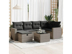 Salon de jardin avec coussins 7 pcs gris résine tressée FARI34746