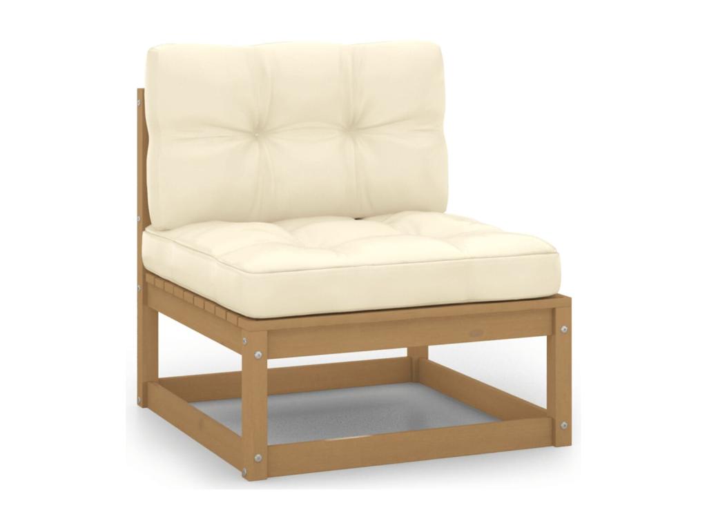 Salon de jardin 6 pièces avec coussins Marron miel Bois de pin ZEBA82129