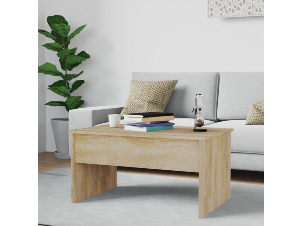 Table basse chêne Boisona 80x50,5x41,5 cm bois d'ingénierie RXYM76687
