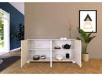 Buffet bas 4 portes 172x40x83 cm Boisona blanc brillant UUSI29878