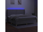 Sommier tapissier matelas et LED Gris clair 200x200 cm Tissu OGBV39230
