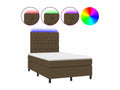 Sommier tapissier matelas et LED Marron foncé 120x200 cm Tissu QRMS44921