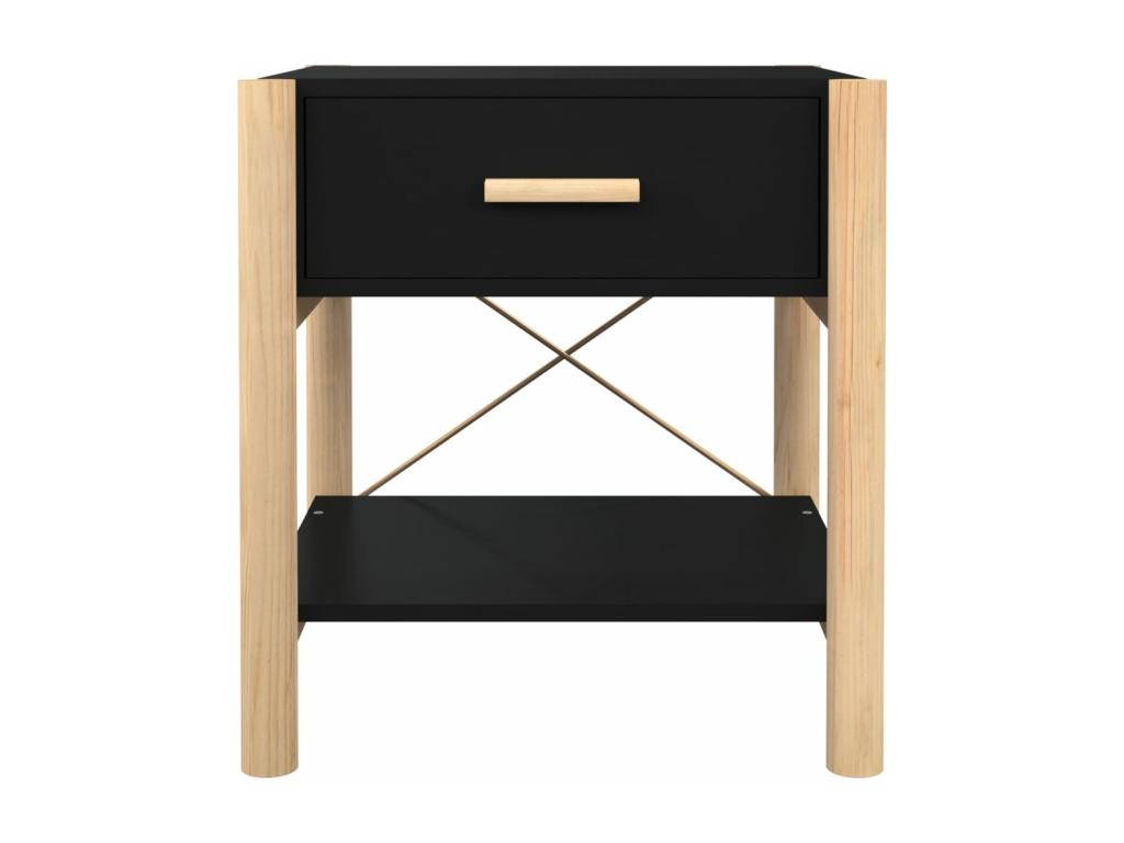 Tables de chevet 2 pièces Noir 42x38x45 cm Bois d'ingénierie TGVL00569