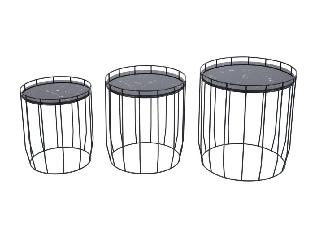 Boisona Lot de 3 Tables d'appoint Tables basses Rondes Noires DEYW71122