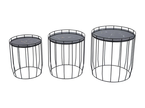 Boisona Lot de 3 Tables d'appoint Tables basses Rondes Noires DEYW71122