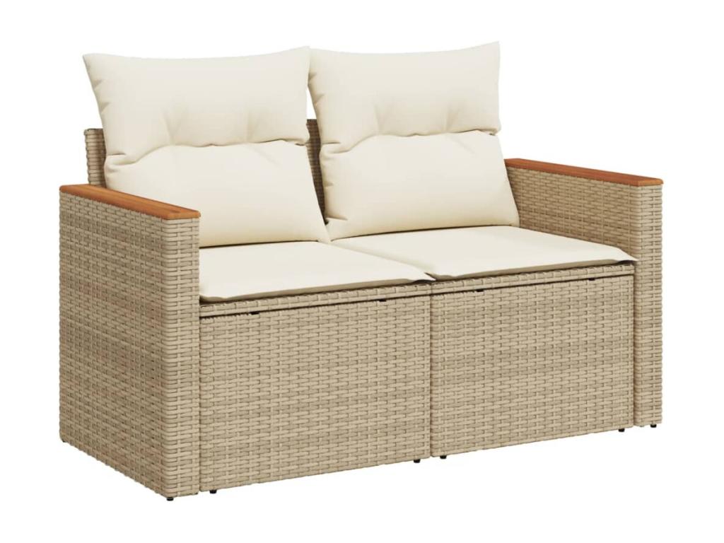 Salon de jardin avec coussins 12 pcs beige résine tressée WTTW13812