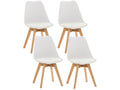 Lot de 4 Chaise de salle à manger - Plastique / Bois - Blanc - Boisona ZIMY84601