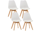 Lot de 4 Chaise de salle à manger - Plastique / Bois - Blanc - Boisona ZIMY84601