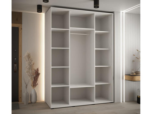 ARMOIRE 5 À PORTES COULISSANTES 235.2/180/60 3 portes Blanc/Blanc/Noir VQZE19235