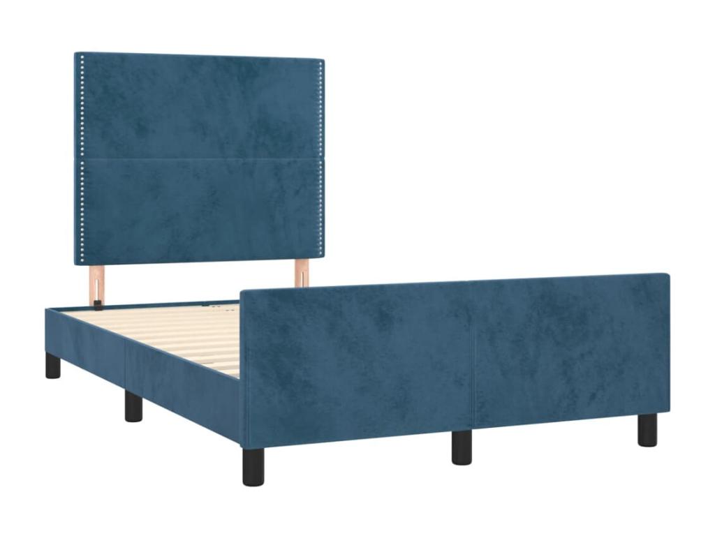 Cadre de lit avec tête de lit Bleu foncé 120x200 cm Velours MRAQ97950