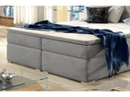 Ensemble boxspring complet tête de lit sommiers matelas surmatelas Boisona - tissu luxe gris - 140x200 cm NDOX13511