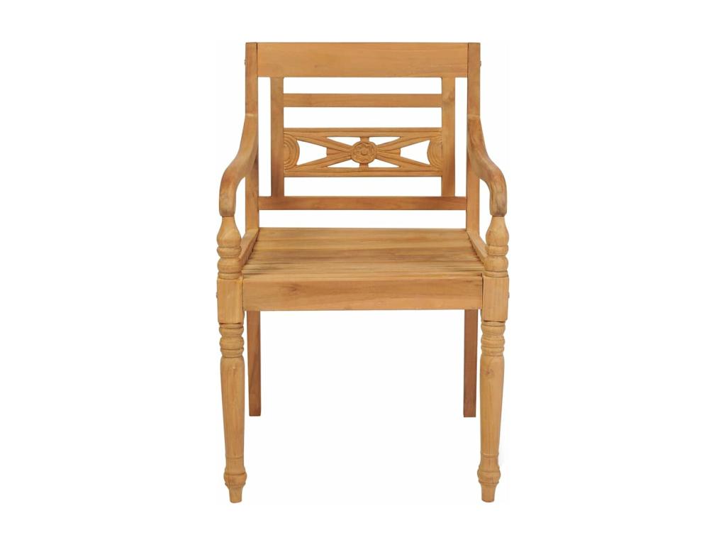 Chaises Boisona lot de 2 et coussins noirs Bois de teck massif SFEV84048