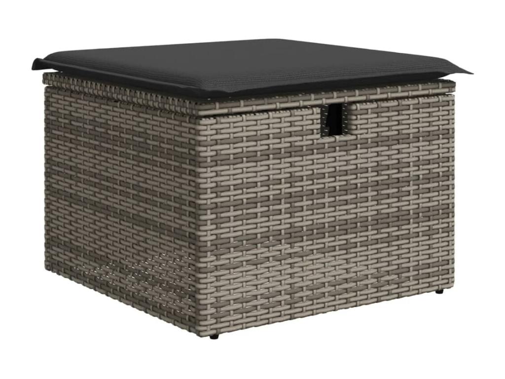 Salon de jardin 6 pcs avec coussins gris résine tressée HTTI94779