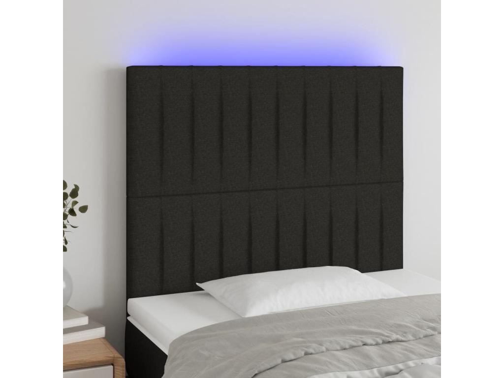Tête de lit à LED Noir 90x5x118/128 cm Tissu TMVV58646