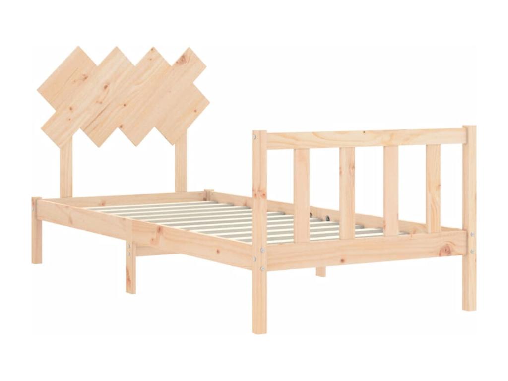 Cadre de lit avec tête de lit simple bois massif VKWT16451