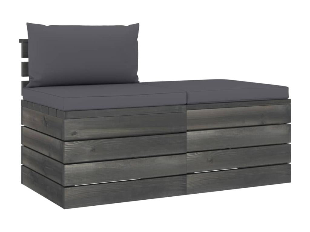 Salon palette de jardin 2 pcs avec coussins Bois de pin massif AYYQ20073