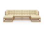 Salon de jardin 6 pièces avec coussins Marron miel Bois de pin ZEBA82129