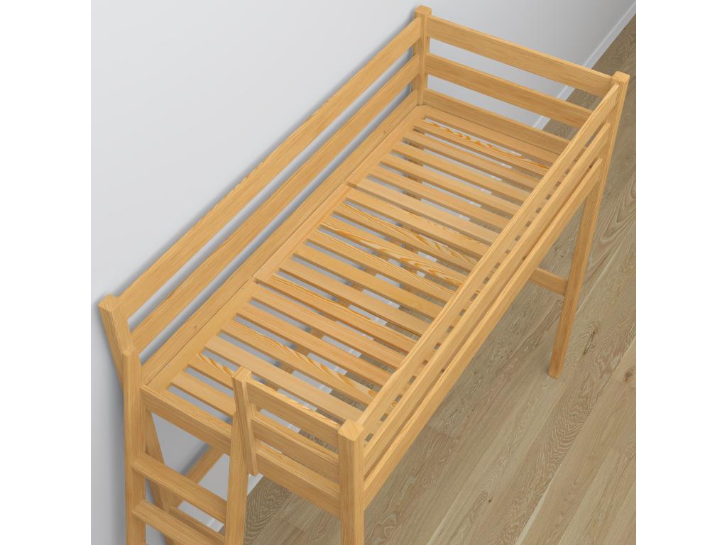 Lit mezzanine en bois - avec bureau N02 Pin Naturel 90x200 HIWL39097